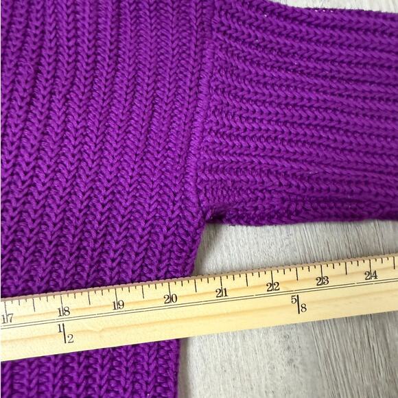 Lauren Ralph Lauren Oversized Cable Knit V-neck Sweater Purple Size Small - Picture 11 of 14